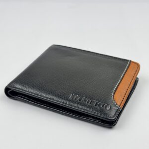 Manifiquo Men's Short Wallet – Cow Leather, Black & Tan