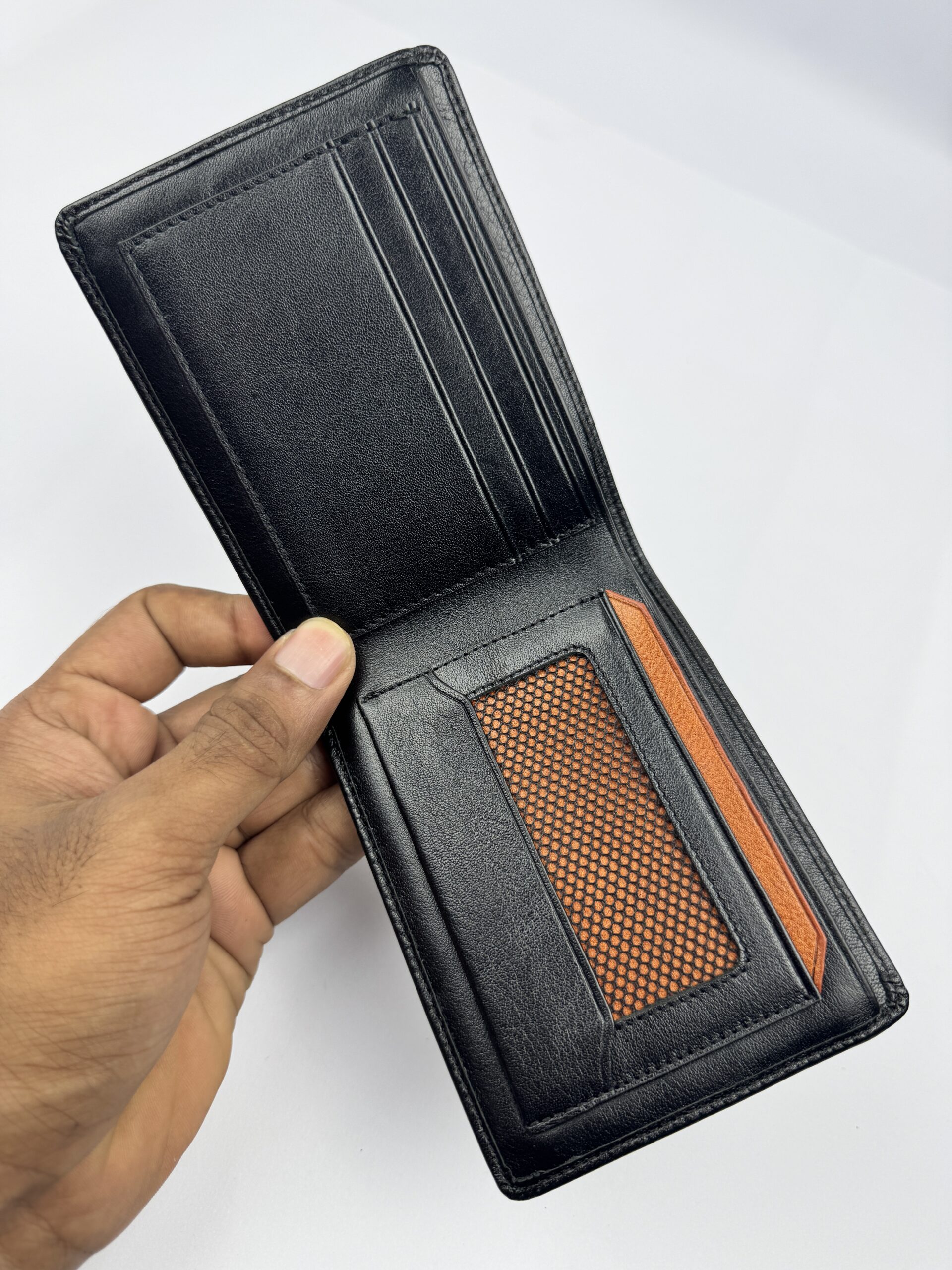 Manifiquo Men's Black Original Cow Leather Bifold Wallet - Image 4
