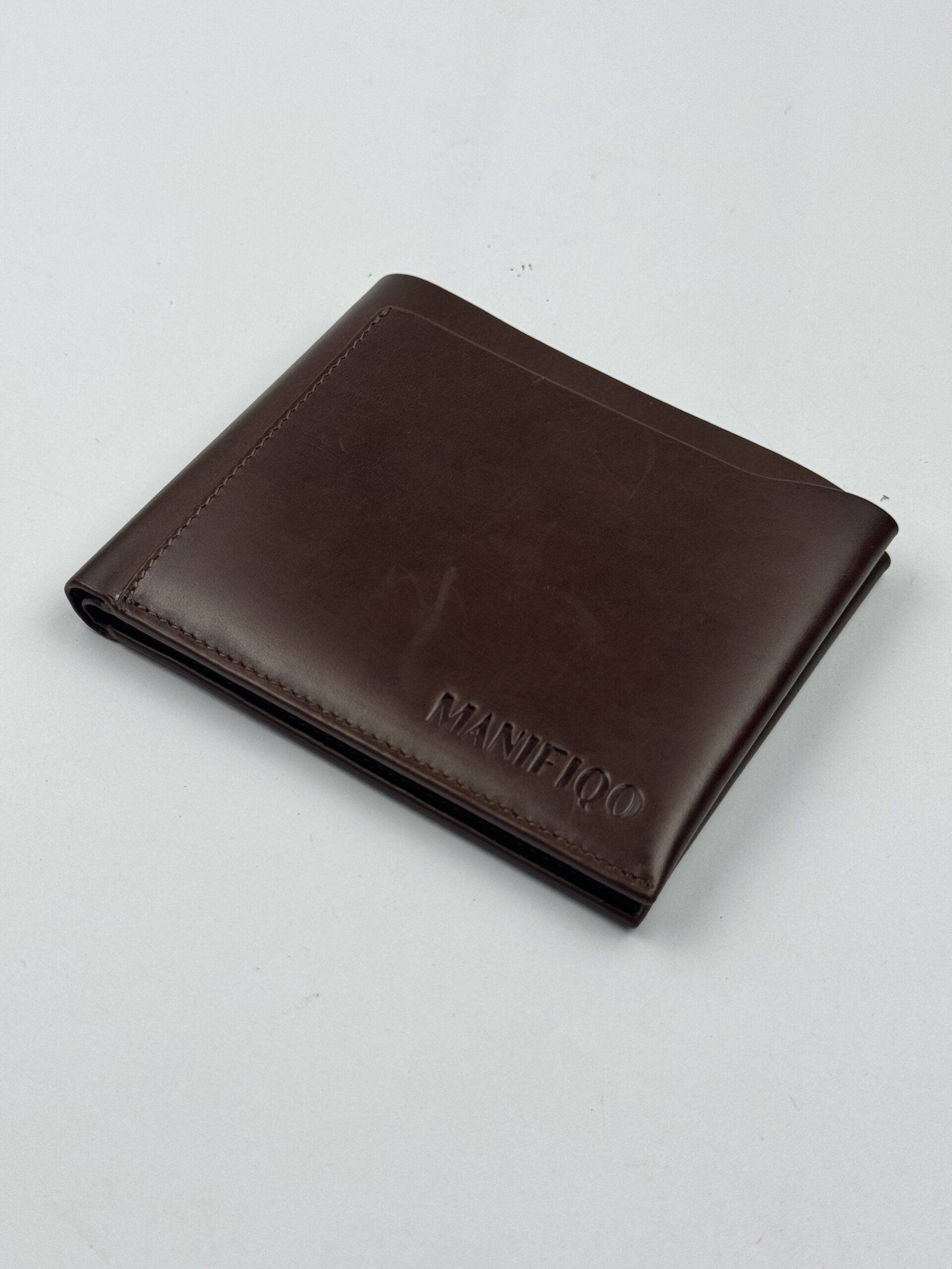 Manifiquo Premium Chocolate Leather Bi-Fold Wallet